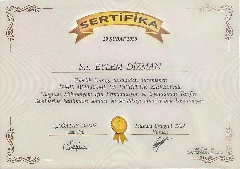 Sağlıklı Mikrobiyom İçin Fermantasyon ve Uygulamalı Tarifler belgesi – Gençlik Durağı